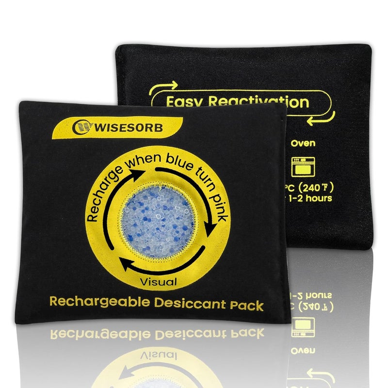 Wisesorb 500g Reusable Silica Gel Desiccant Packs, Rechargeable Dehumidifier Moisture Absorbers with Color Indicator for Storage, Gun Safes, Suitcases, 3D Printing Filaments, Electronics, Car [2 Pack] - Image 1
